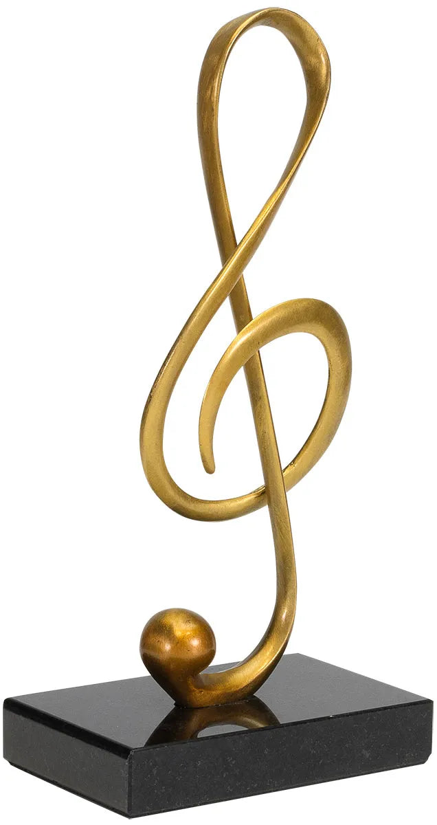 Treble Clef — bronze sculpture on a black base