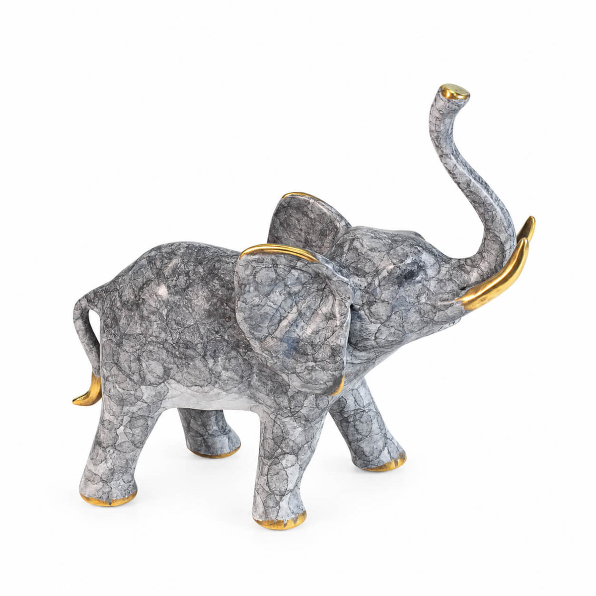 Elephant with Raised Trunk — bronze sculpture