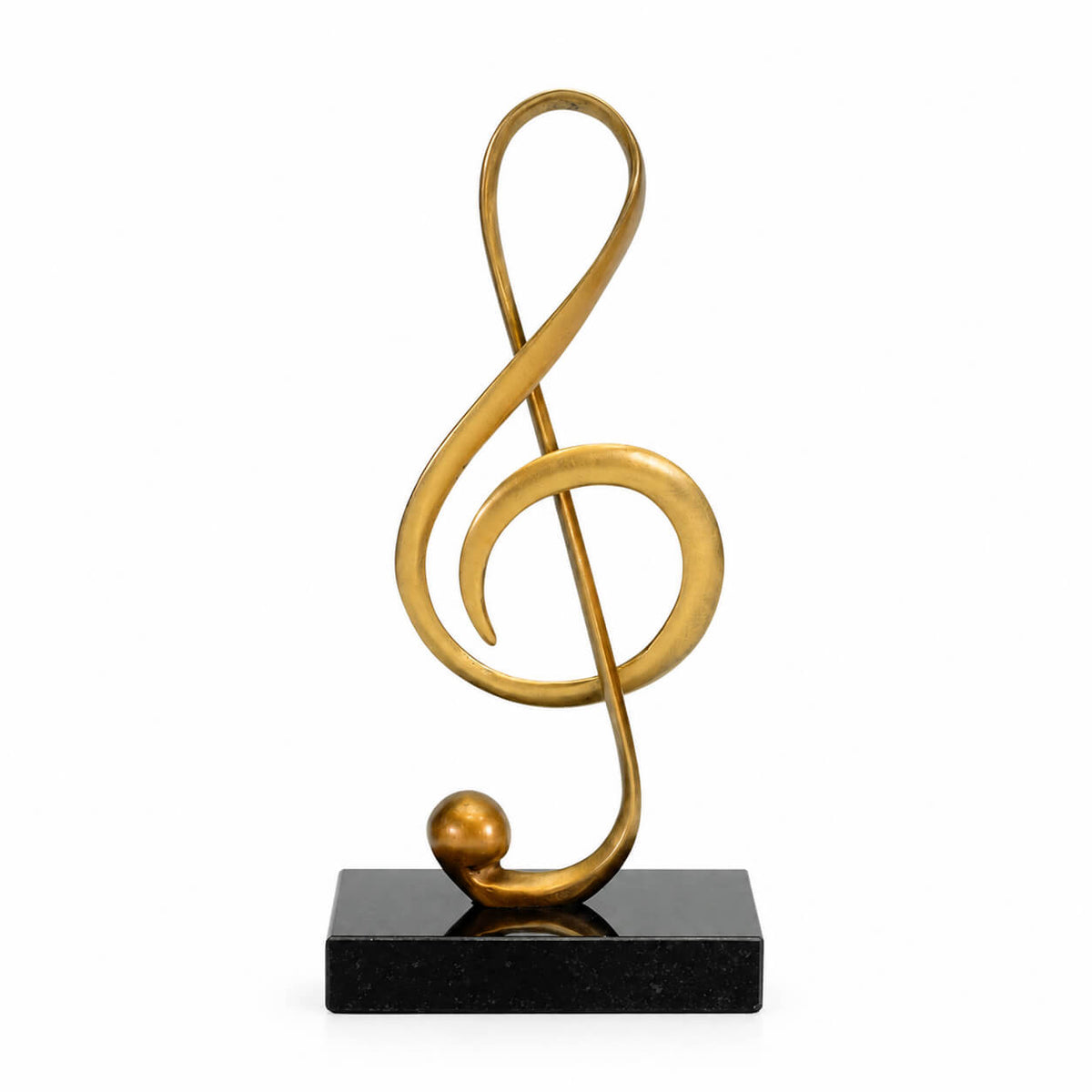 Treble Clef — bronze sculpture on a black base