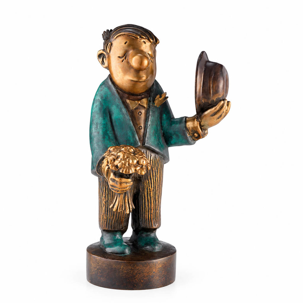 The Suitor with a Bouquet — bronze sculpture