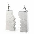 The Meeting — two-part bronze sculpture on stone blocks
